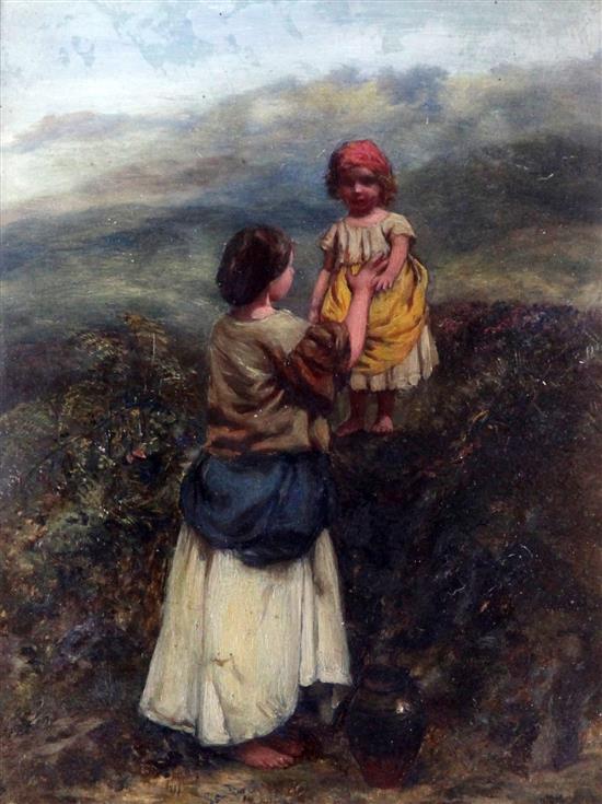 Paul Falconer Poole (1807-1879) Mother and daughter 8 x 6in.